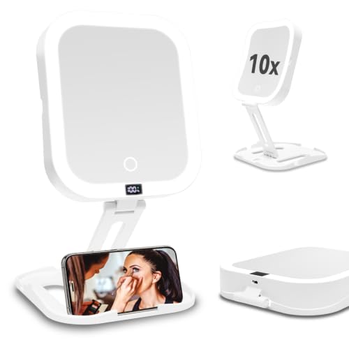 10X/1X Magnifying Makeup Mirror with Lights, Rechargeable