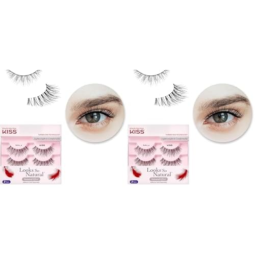KISS False Eyelashes Sultry, 2 Pairs, Reusable | Lightweight & Comfortable | Tapered End Technology | Cruelty-Free | Contact Lens Friendly