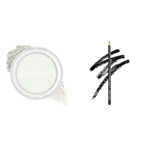 wet n wild Bare Focus Clarifying Finishing Powder & Color Icon Kohl Eyeliner Pencil - Baby's Got Black Bundle