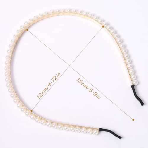 Pearl and Metal Headbands - Beaded No Slip Hair Accessories for Women and Girls, 10 Pack