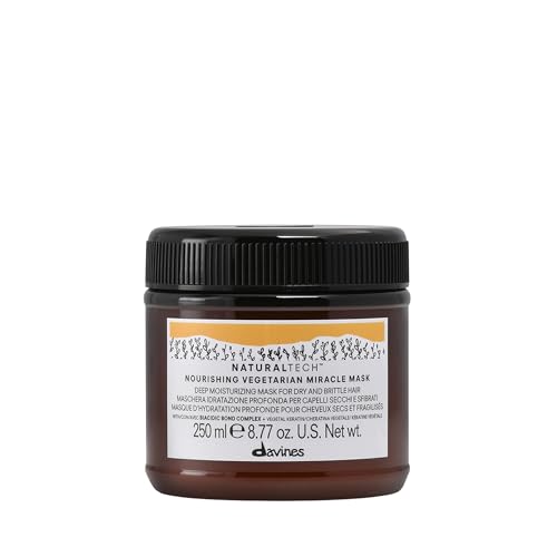 Davines Naturaltech Nourishing Vegetarian Miracle Mask, Restructuring & Hydrating for Dry & Damaged Hair - With Vegetal Keratin - Intense Repair Treatment, 8.45 Fl Oz