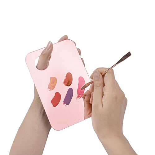4-Piece Makeup Mixing Palette Set with Spatulas - Pink & Clear