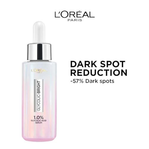 L'Oreal Paris Brightening Serum, 1% Glycolic Acid, 2% Niacinamide Serum, Visibly Minimizes Spots, Reveals Even Skin Tone, Glycolic Bright Skin, 15ml (0.52 oz)