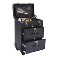 Lockable Rolling Makeup Train Case with 3 Drawers - 110lbs Capacity