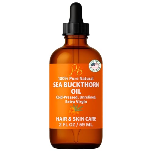 Sea Buckthorn Oil ? 100% Pure Cold-Pressed from Fruit & Seed ? Sea Buckthorn Seed Oil for Face, Hair, Skin & Nails ? Supports Radiant, Youthful-Looking Skin ? Amber Glass Bottle 2 fl oz