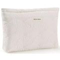 White Cotton Quilted Makeup Pouch£¬Cute Puffy Coquette Makeup Bag,Floral Cotton Quilted Cosmetic Bag for Women and Girls,Makeup Organizer Bag Zipper Pouch (White Shells)