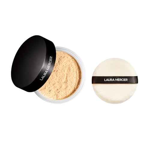 Laura Mercier Translucent Loose Setting Powder in Shade Translucent Honey: 24 HR Shine Control, Soft Matte Finish, Best for Normal to Oily Skin, For Medium Skin Tones + Velour Puff Bundle