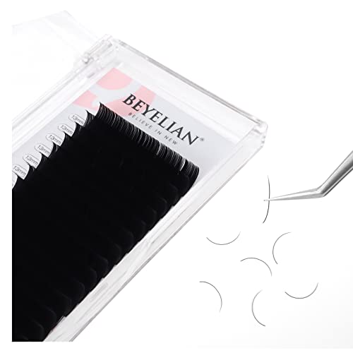 BEYELIAN Eyelash Extensions, Individual Lashes, 0.15mm D Curl 13mm Super Matte Classic Lash Extensions, Ellipse Flat Eyelash Extension, Light and Soft Natural Look for Professional Salon Use