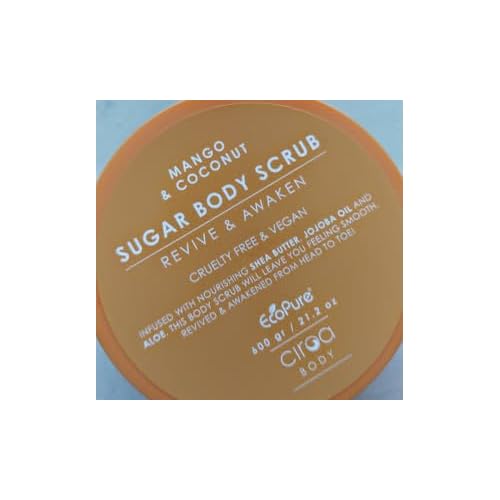 Ciroa, Sugar Body Scrub, MANGO & COCONUT, 21.2 oz, Revive & Awaken, Cruelty & Vegan Free (600gr)