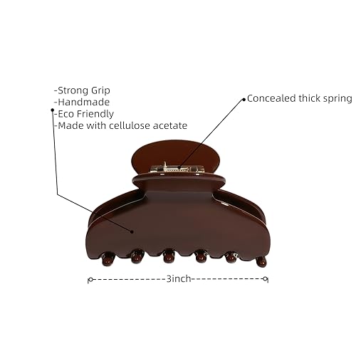 OideGuiing 3-Inch Coffee Claw Hair Clips for Fine & Thick Hair