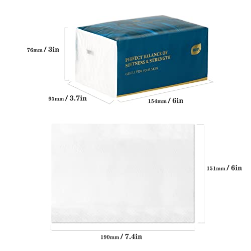 Small Soft Facial Tissue, Bag Cover, NOT In Box, Disposable Facial Napkin, Material Wood Pulp Fiber NOT COTTON, White Facial Paper Tissue, 4-Ply, 4 Packs, 480 Sheets per Pack