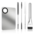 Professional Stainless Steel Makeup Palette Set - 5 Pc with Brush & Spatulas
