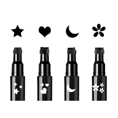 4Pc Dual-Ended Stamp Eyeliner Set | Waterproof Liquid Liner & Face Stamps