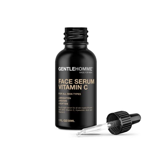 Gentlehomme - Vitamin C Face Serum - Men¡¯s Facial Serum - With 20% Vitamin C, Hyaluronic Acid & Vitamin E - Helps Brighten, Revive & Soften Skin - Day & Night Serum - All Skin Types - Vegan - 1oz