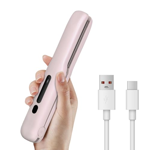 Gosect Cordless Hair Straightener 2-in-1 Curler, Portable Mini Flat Iron