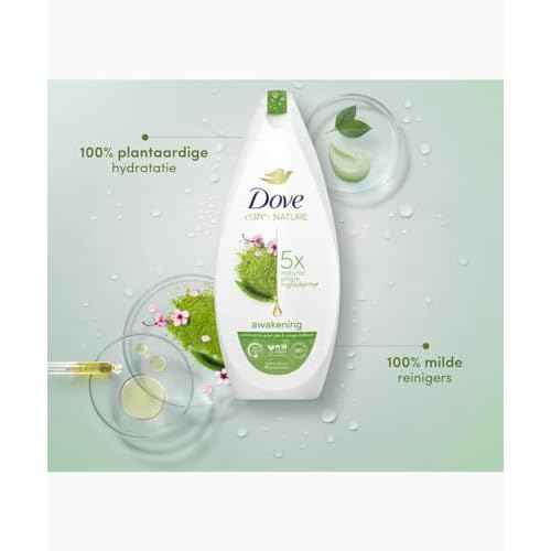 Unilever Dove Care By Nature Awakening Shower Gel, Body wash with Green Tea and Flowers Extract, Natural Origin Ingredients, Clean, Soften, Hydrate Skin, Plant-Based Moisturizers 400ml (13.5 fl oz)