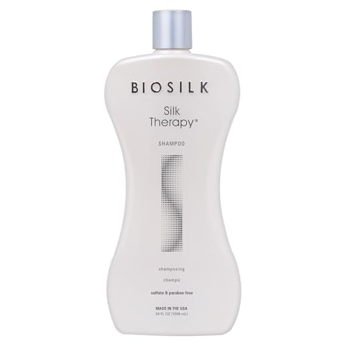 BioSilk Silk Therapy Shampoo, Gentle Hair Cleanser for Healthy, Shiny Hair, Conditions with Silk Proteins & Botanical Extracts, Sulfate-Free, Paraben-Free, Cruelty-Free, 34?Oz