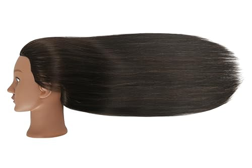 30" Brown 80% Human Hair Mannequin Head with Stand