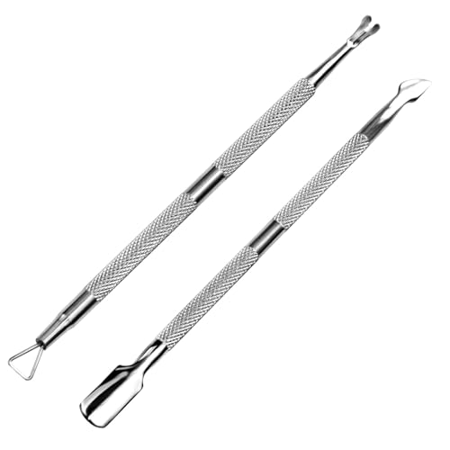 HIFAU 2-Piece Stainless Steel Cuticle Pusher & Trimmer Set for Nails