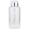 PANA 10oz Push Down Pump Dispenser Flip Top Cap Refillable Empty Bottle - Color: Silver - Lockable Travel Cosmetic Packaging Empty Bottle for Nail Polish Manicure