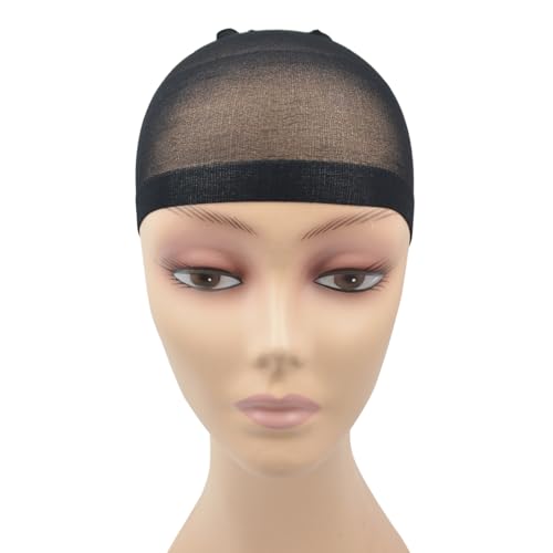 Black Nylon Wig Cap Set - 4 Stretchy, Invisible Hair Stocking Caps for Women & Kids