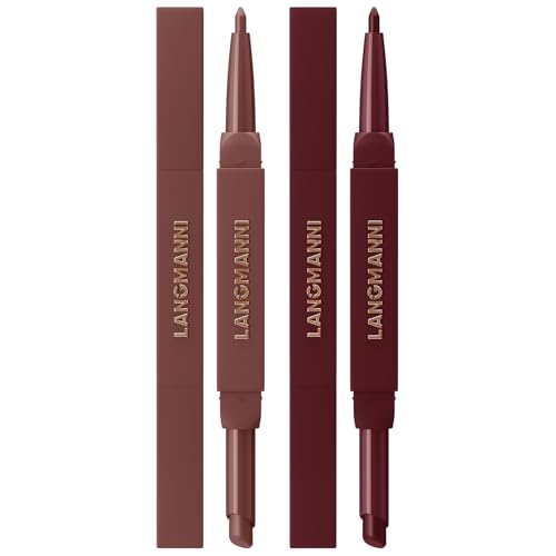 LANGMANNI 2-in-1 Lipstick & Lip Liner Set - 2 Colors, Matte Finish, Long-Lasting, Pack of 2 (#11+12)