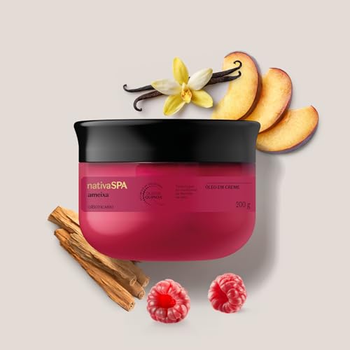 Nativa SPA by O Botic?rio, Plum Whipped Cream Body Oil with 100% Pure Quinoa Oil & Plum Extract, Hydrating Cream-to-Oil Formula, Nourishment for Silky Skin, 7 Ounce (200g)