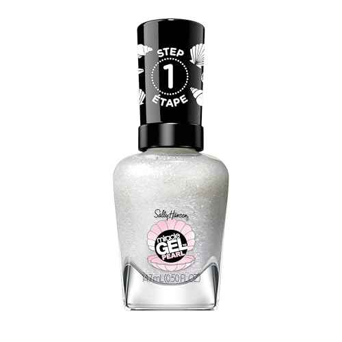 Sally Hansen Miracle Gel Pearls Salon Quality Nail Polish | Gel-Like Formula, Two-Step System, No UV Light Needed, Long Lasting | Sheer | 909 Moonlight Mist | Light Gray Shimmery Nail Polish