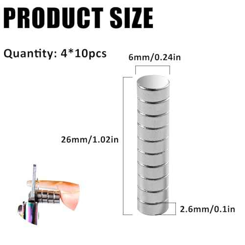 40PCS Nail Magnet Tool Set for Stainless Nail Clippers Cat Eye Nail Art, Magnets Sizers Length Measurement for Fake False Nail Tips Round Mini Fridge Magnets for Home Office Salon Crafts