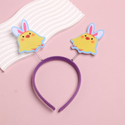 HIFANMM Easter Headbands Chick Hair Bands for Women Girls Kids, Cute Bunny Ears Chicken Hair Accessories Easter Day Decoration Headdress Party Supplies Gift Hair Hoop 1 Pcs