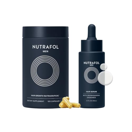 Nutrafol Men's Hair Growth Supplement and Hair Serum, Clinically Tested for Visibly Thicker and Stronger Hair - 1 Month Supply, 1.7 Fl Oz Bottle