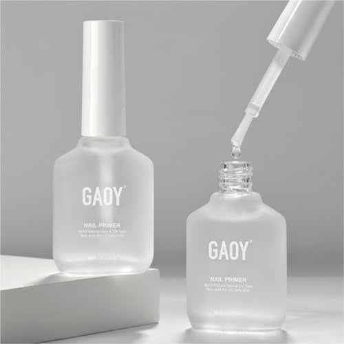 GAOY 2 Pcs Nail Primer, 16ml Acid-Free Natural Nail Prep Bond Primer, Air Dry for Acrylic and Gel Polish