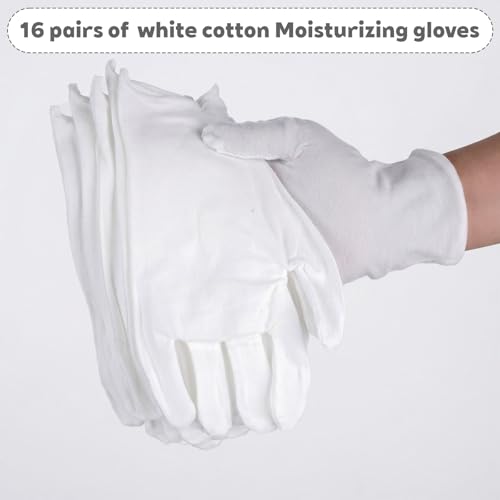 32 Pcs Reusable Cotton Gloves for Moisturizing & Inspection