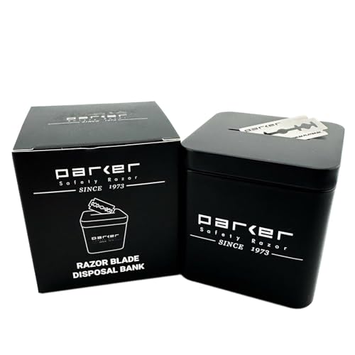 Parker Double Edge Blade Disposal Bank, All-Metal, Reusable Storage Container for Safe Razor Blade Recycling, 2.75 x 2.75 x 2.8 Inches, 300 Blade Capacity