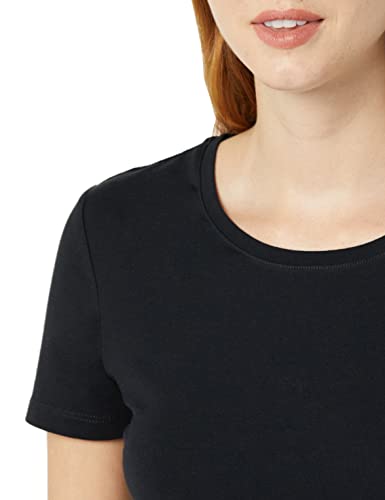 Amazon Essentials Women's Classic-Fit Short-Sleeve Crewneck T-Shirt, Pack of 4, Black/White, X-Small