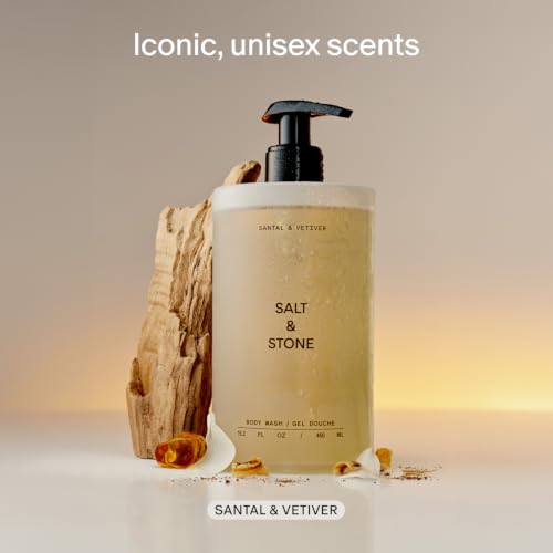 Salt & Stone Santal & Vetiver Body Wash 15.2 fl oz – Unisex Hydrating Gel Cleanser
