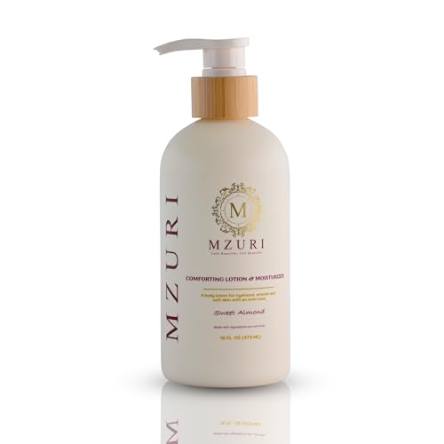 MZURI Body Lotion & Moisturizer ? Sweet Almond Oil | Lightweight, Fast-Absorbing Hydrating Body Lotion for Dry, Sensitive Skin | Paraben-Free Daily Body Care for Women & Men | 16 fl oz