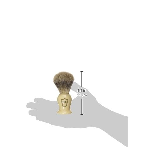 Parker 3-Band Pure Badger Bristle Shaving Brush ? Faux Ivory Handle, Classic Wet Shave Brush for Lathering Shaving Soaps & Creams with Bladed Razors