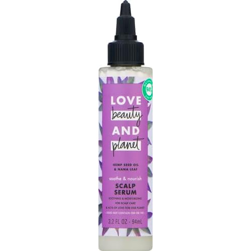 Love Beauty & Planet Scalp Serum Soothe & Nourish for a Dry Scalp Hemp Seed Oil & Nana Leaf Vegan, Paraben-free, Silicone-free, Cruelty-free 3.2 oz