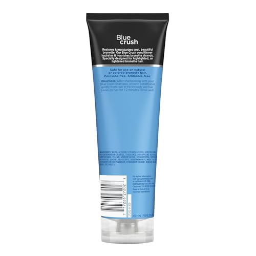 John Frieda Blue Crush Conditioner, Toning Conditioner for Brunette Hair, Nourishes Color-Treated and Natural Hair, Blue Pigments for Vibrant, Cool-Toned Brunette Hair by Reducing Orange Tones, 8.3 Oz