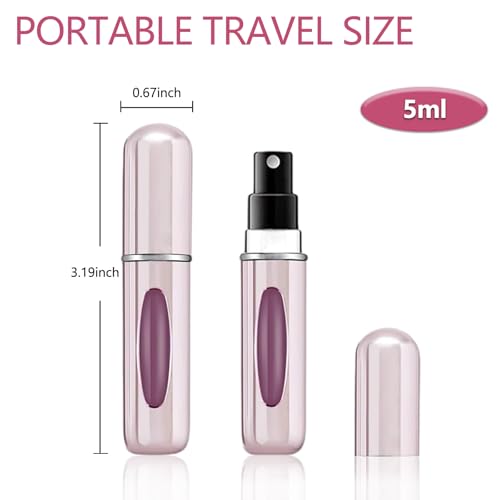Mini Perfume Refillable Travel Spray Bottles 5ml Set - Leakproof & Portable