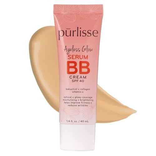p?rlisse Ageless Glow Serum BB Cream SPF 40 - Glow BB Cream with SPF Enriched with Bakuchiol & Vitamin C to Help Improve Firmness & Reduce Wrinkles for Dewy Skin - Light Medium (1.4 oz)
