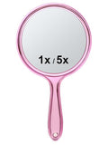 5X Magnifying Hand Mirror with Handle, Dual-Sided 1X/5X