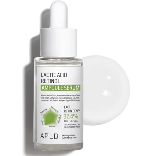 APLB Lactic Acid Retinol Ampoule Serum | LACT RETIN CEN¢â 32.4% 1.35 FL.OZ/Korean Skincare, Wrinkle care, Dark spots, Exfoliant, Revitalize for gentle and improve skin texture