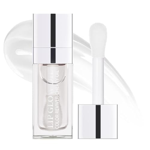 Fovcos Hydrating Lip Glow Oil with Cherry Seed Oil, Clear Moisturizing Lip Plumper