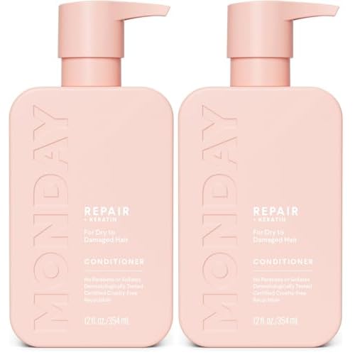 MONDAY HAIRCARE Repair Conditioner 12 oz. (354 ML) for Dry to Damaged Hair, Made with Keratin, Coconut Oil, Shea Butter and Vitamin E (Pack of 2)