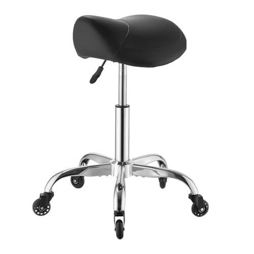 VEVOR Saddle Stool with Wheels, 500 lbs Capacity, Height Adjustable