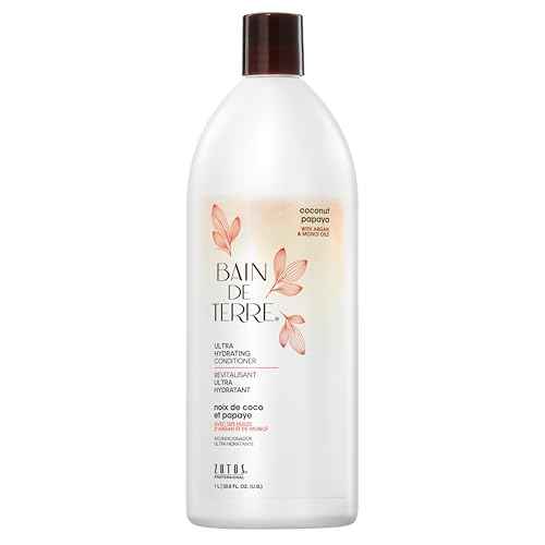 Bain de Terre Coconut Papaya Ultra Hydrating Conditioner, Moisture Quench for Dry, Damaged Hair, with Argan & Monoi Oils, Paraben-Free, Color-Safe, Vegan