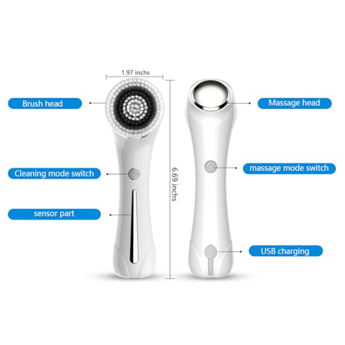 Facial Cleansing Brush, Electric Facial Brush with 4 Different Brush Heads for Deep Cleansing, Gentle Exfoliating, Removing Blackhead and Massaging£¨White£©