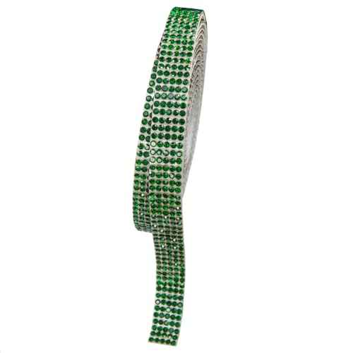 3 Yards Emerald Green Self Adhesive Rhinestone Strips K9 Glass Crytal Diamond Dark Green Bling Glitter Rhinestones Ribbon Sticker Bling Wrap Roll for Crafts DIY Arts Crafting Car Phone Decor